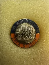 Vintage New York Mets 1986 3rd World Series Shea Stadium Press Pin W/Box BALFOUR