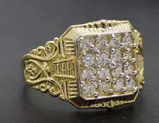 Real Solid 10K Yellow Gold Mens Pinky Square Ring 14.3mm ALL Sizes