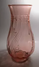 Rare HEISEY Elegant Art Deco Glass Vase 4223 Swirl Diamond Optic FLAMINGO c.1931