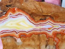 Large Polished TeePee Canyon Banded Agate Slab South Dakota Red Yellow 63g