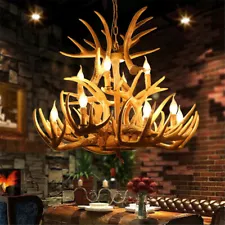 Deer Antler Chandelier Lamp Light Rustic Resin Ceiling Pendant Lighting Fixture