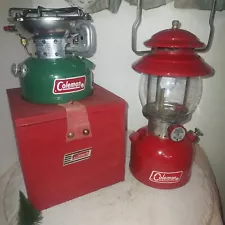 Vintage Coleman 200a Lantern And Coleman 502 Stove With Wood Box.