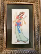 Beautiful Persian Woman, 8” miniature painting, signed.