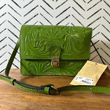 NWT Patricia Nash Burnished Tooled Colors Laurentina Foliage Green Crossbody Bag