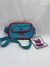 Vintage Fanny Pack 90s Retro Cool Color Block Zip Up Waist Bag Teal Red