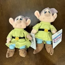 SNOW WHITE & SEVEN DWARFS, DOPEY PLUSH BEAN BAG WALT DISNEY WORLD Both For Sale