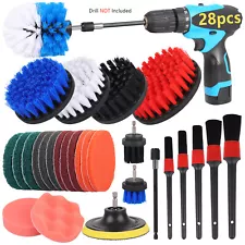 28pcs Car Cleaning Kit Auto Detailing Wash Interior Exterior Drill Brill Set Kit