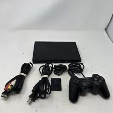 Sony PlayStation 2 PS2 Slim Black Console Cords OEM Black Controller Memory Card