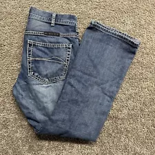 B Tuff Mens Blue Cotton Denim Jeans Strong Faded Hooah Boot Cut Cowboy 31x30