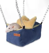 Hamster Hammock, Rat Toys and Accessories for Cage Dwarf Hamsters House Blue