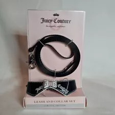 Juicy Couture black bow-tie collar and leash set for small dogs (8"-10" neck)