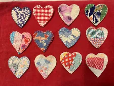 Antique old vintage cutter quilt hearts set of 12