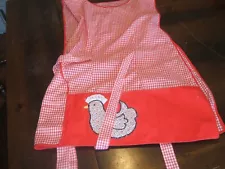 Handmade Apron Chicken Applique 3 pockets ties on sides