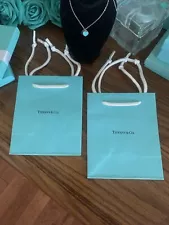 New Set Of Two Authentic Tiffany & Co Gift Bags Small 6" x 5" x 3" Free Ship