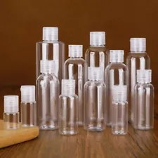 Empty Plastic Bottles 10-200ml Clear Small Travel Container For Liquids Flip Ca☆