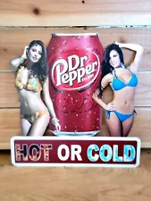 Rare DR. PEPPER Hot Or Cold Metal Soda Sign, 16” x 16” Wall Decor Advertising