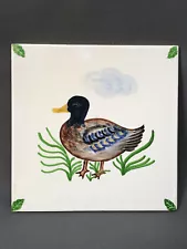 DUCK - Hand-Painted Vtg 6" Portuguese Art Tile AZUPAL POMBAL Portugal XAZCP