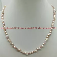 Natural 4-5mm Purple Freshwater Cultured Baroque Pearl Necklace 18-36"