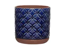 5.9 in. x 6.1 in. 2 qt. Blue Ceramic Indoor Pot