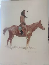 Frederic Remington "A Cheyenne Buck" Lithograph 1956 Southwest Cabin Decor