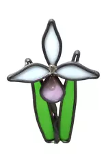 Sun Catcher Flower Heavy Thick Glass and Zinc 5-1/2" x 3-1/2"