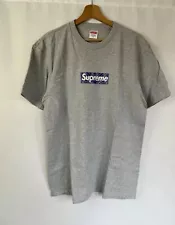 Supreme NAVY bandana box logo on Gray tshirt XLARGE