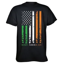 Men's Gildan Graphic Irish American Flag T-Shirt Black Size XL