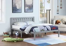 Full Size Wood Platform Bed Frame with Headboard For Kids