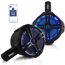 Pyle Dual Marine Wakeboard Water Resistant Speakers, Multi-Color LED Lights