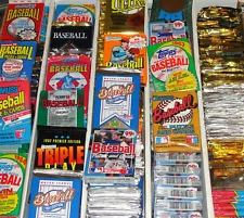 HUGE Lot of 100 Unopened Old Vintage Baseball Cards in Wax Cello Rack Packs