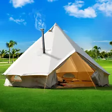 Canvas Bell Tent 4M 5-Season Glamping Hunting Camping Tent Yurt Stove Jack