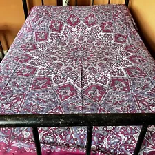 Vintage Boho Hippie Indian Cotton Lightweight Bedspread Mandala Elephants As Is