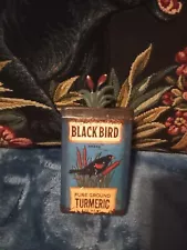 Old BlackBird turmeric tin,rustic kitchen decor piece.