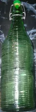 750 ML GREEN WINE BOTTLE Home decor art w/ WIRE FOLD DOWN CAP VINTAGE LOOKING