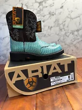 NIB Ariat Fat Baby Teal Gator Brown Suede Cowgirl 10014039 Boot Women's Size 10B