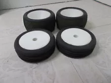 Set of 4 RC Car/Truck Tires & White Rims Pro Line Pin Drive USA