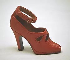 High Heel Red Stiletto Shoe Snakeskin Leather Look Resin