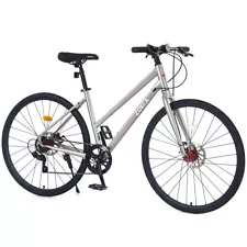 7 Speed Hybrid Bike Disc Brake 700C Road Bike for Men Women's City Bicycle