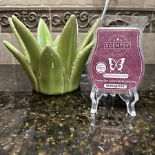 SCENTSY "ALOE VERA" GREEN SUCCULENT PLANT ELEMENT WAX WARMER w/SCENTSY BAR