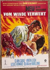 GONE WITH THE WIND 1939 GERMAN MOVIE POSTER 23x33 CLARK GABLE VIVIEN LEIGH