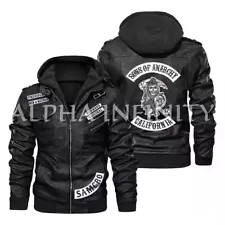 Sons of Anarchy Motorcycle Hooded Leather Jacket - Movie Biker Jacket