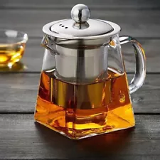 350-1450ML Heat Resistant Glass Teapot w/Strainer Filter Infuser Office Tea Pot