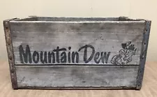 Vintage Mountain Dew Hillbilly Wooden Soda Bottle Crate Ashtabula Ohio Read Desc