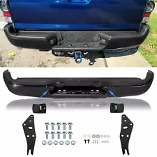 Black Steel Rear Step Bumper for Toyota Tacoma 2005-2015 - PowderCoated