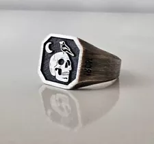 Handmade Memento Mori Ring, Unique Memento Mori Ring, 925K Sliver Skull Men Ring