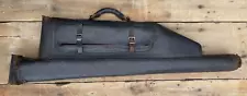 Antique Soft Leather Gun Case Old Take Down Gun Slip With Side Pouch & Handle