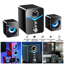 Surround Sound System LED Speakers Gaming Bass USB Wired for Desktop Computer PC