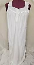 Vtg Character 100% Cotton White Eyelet Lace Ruffle Edwardian Sleeveless Gown S