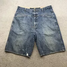 Vintage Marithe Francois Girbaud Denim Shorts 38 Blue 12in Inseam Baggy 52082