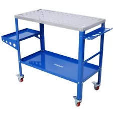 Welding Table 36"x18" 1200lbs Load Carbon Steel Workbench w/Storage Tray &Wheels